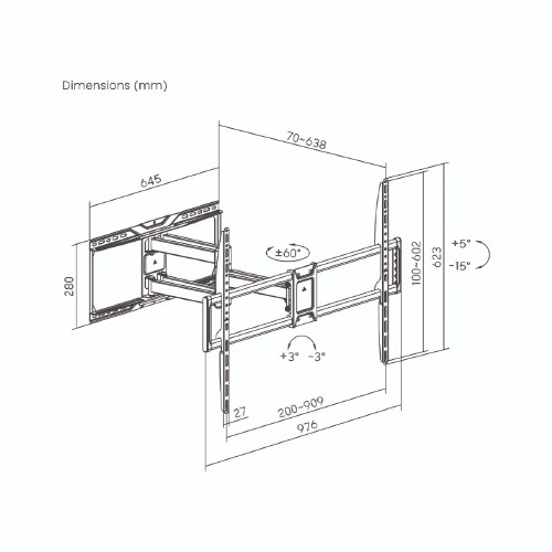 Primestar PM 966PW Swivel TV Wall Mount