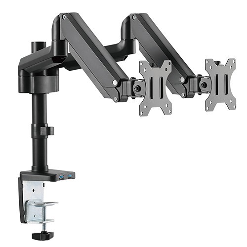 Skill Tech SH T26 C024UP Dual Monitor Thin Gas Spring Assisted Aluminium Monitor Arm