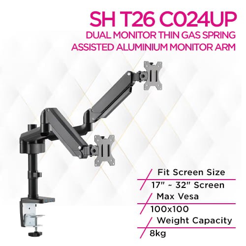 Skill Tech SH T26 C024UP Dual Monitor Thin Gas Spring...