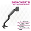 Skill Tech SH69 C012UC B ذراع شاشة مزود بنابض غازي فائق التحمل ومثبت على المكتب مع منافذ USB-A/USB-C