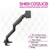Skill Tech SH 69 C012UCB Heavy Duty Monitor Arm with USB-A/USB-C Ports