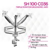 Skill Tech SH 100 C036 Premium Triple Monitor Ergonomic Arm