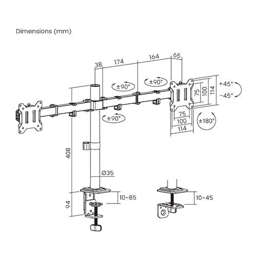 Skill Tech SH 026N Dual Monitor Deskmount