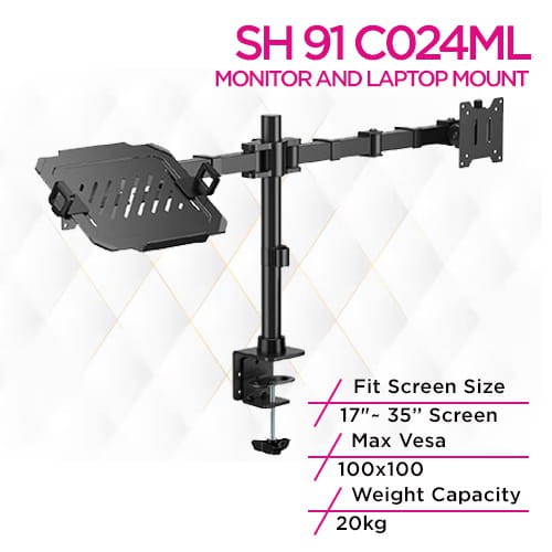 ذراع شاشة Skill Tech SH 91 C024ML مع حامل كمبيوتر محمول