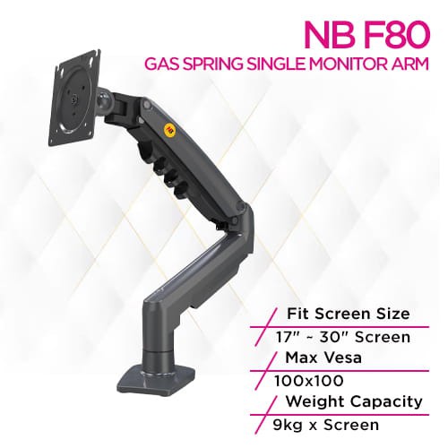 NB F80 Gas Spring Single Monitor Arm