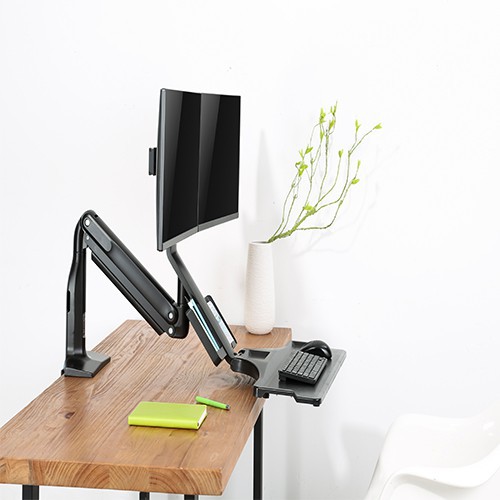 Skill Tech SHS21 C02 Gas Spring Floating Sit-Stand Converter Ergonomic Mount