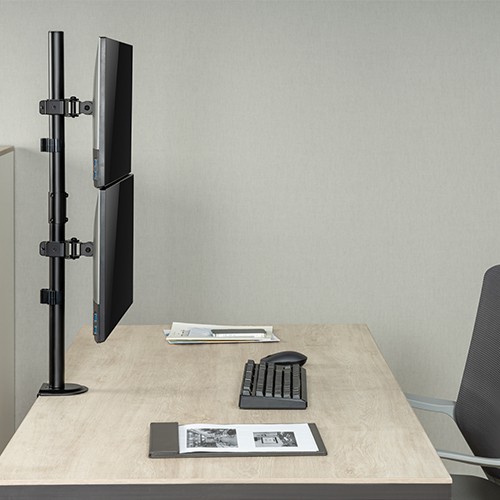 Skill Tech SH 120 C02V Vertical Dual-Monitor Steel Articulating Monitor Mount