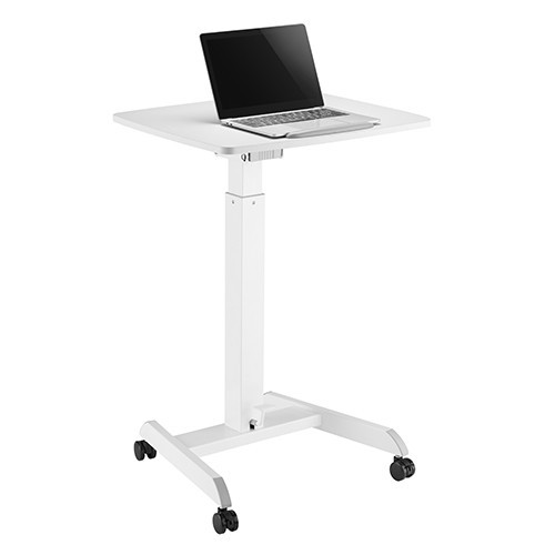 Skill Tech SH WS 07 Height Adjustable Mobile Workstation With Foot Pedal And Tiltable Desktop TV Stand