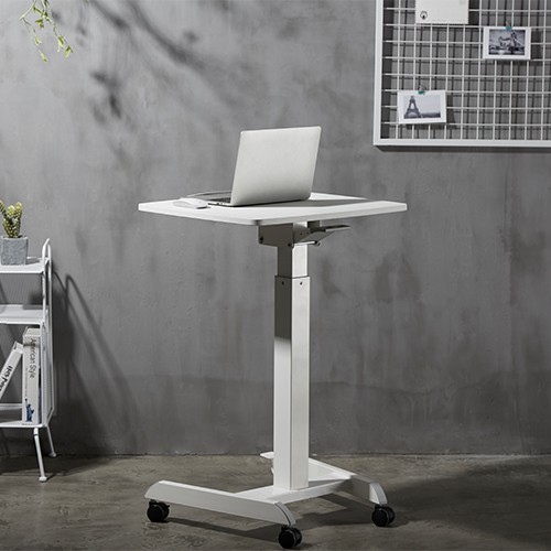 Skill Tech SH WS 07 Height Adjustable Mobile Workstation With Foot Pedal And Tiltable Desktop TV Stand
