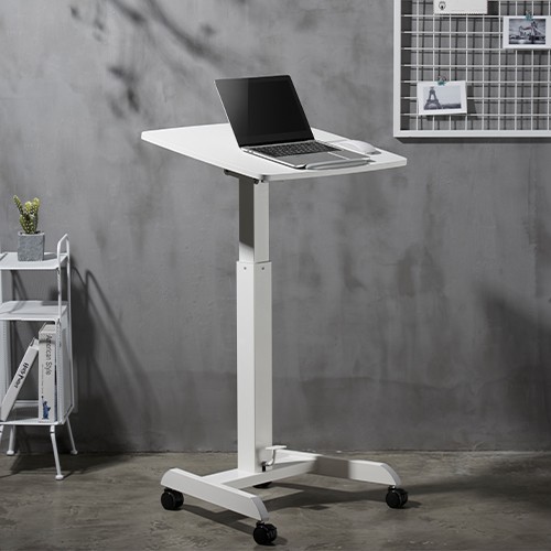 Skill Tech SH WS 07 Height Adjustable Mobile Workstation With Foot Pedal And Tiltable Desktop TV Stand