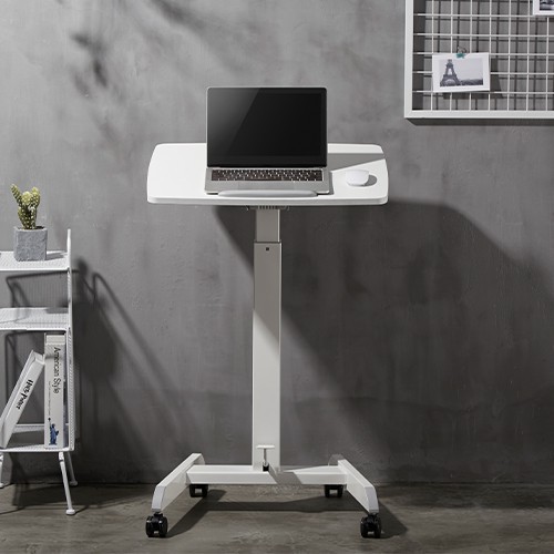 Skill Tech SH WS 07 Height Adjustable Mobile Workstation With Foot Pedal And Tiltable Desktop TV Stand
