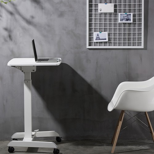 Skill Tech SH WS 07 Height Adjustable Mobile Workstation With Foot Pedal And Tiltable Desktop TV Stand