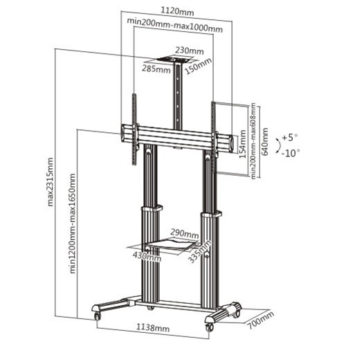 Skill Tech SH 666TW Manual Height Adjustable Heavy Duty Tv Stand