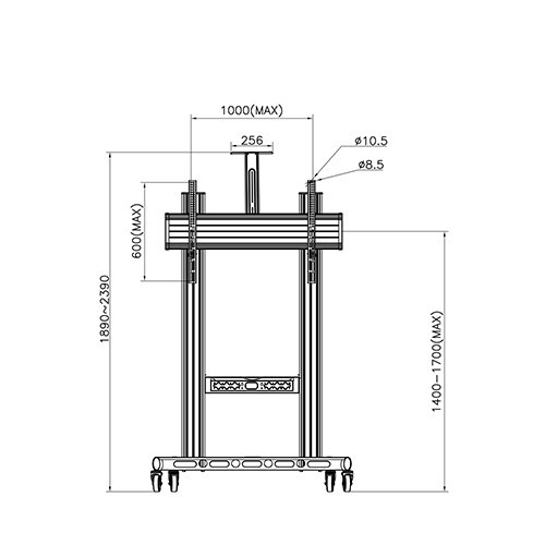Skill Tech SH 1800-100 BLK Universal Height Adjustable Rolling Tv Stand