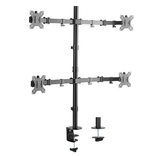 Skill Tech SH C404 Steel Single Pole Four Screen Articulating Desktop Monitor Mount