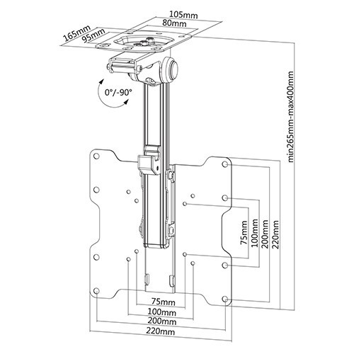 Skill Tech SH 2022CM Lockable TV Ceiling Mount for Caravan