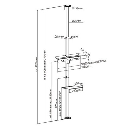 Skill Tech SH FC01 Premium Floor-To-Ceiling Tv Mount