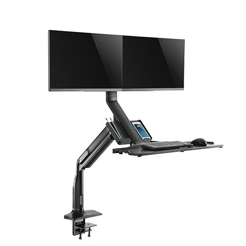 Skill Tech SHS 21 C02 Gas Spring Floating Sit-Stand Converter Ergonomic ...
