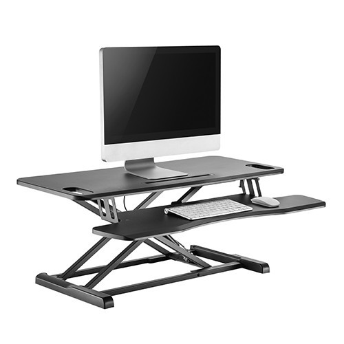 Skill Tech SHS 28 02N Gas Spring Sit-Stand Desk Converter With Keyboard Tray Ergonomic Mount