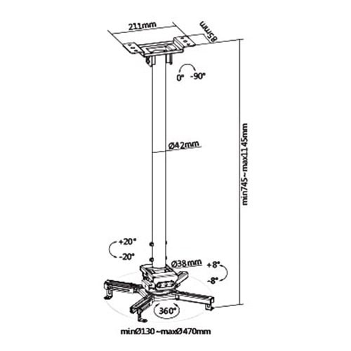 Skill Tech SH 08P Solid Ceiling Projector Bracket